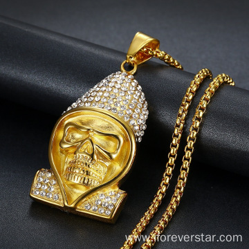 925 Silver Iced Out Skull Pendant Charm